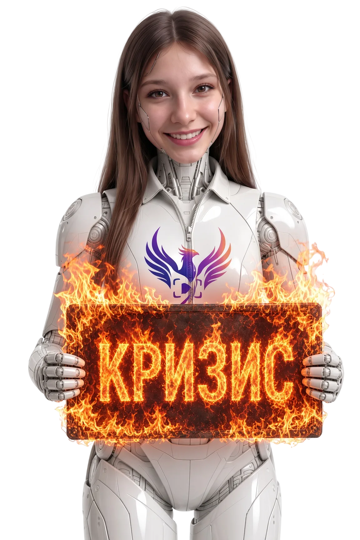 Ведущая держит табличку «Кризис»